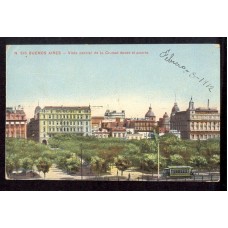 CIUDAD DE BUENOS AIRES ANTIGUA TARJETA POSTAL TRANVIA VISTA DEL PUERTO